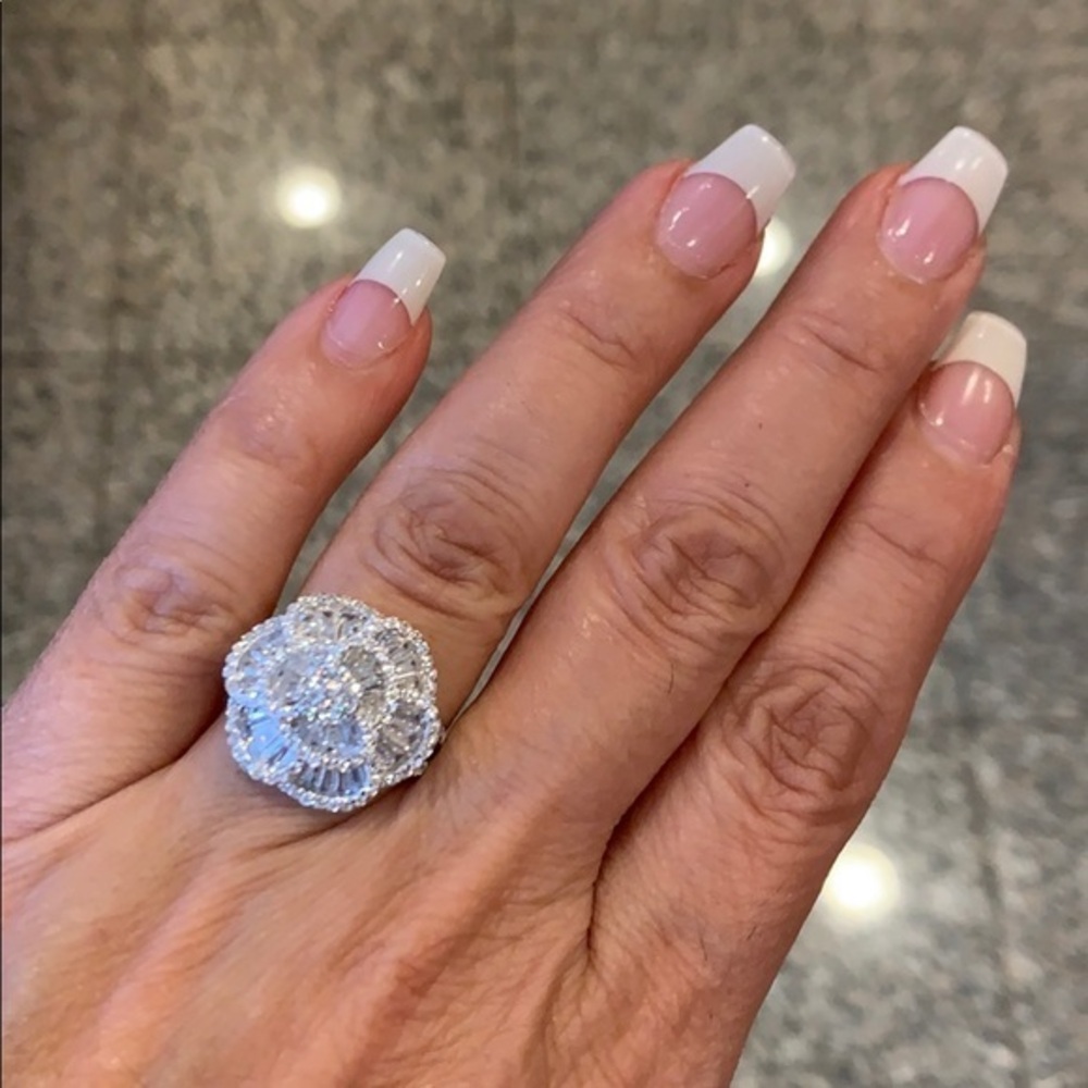 Sterling Silver large Flower leaf Ring 6 7 8 9